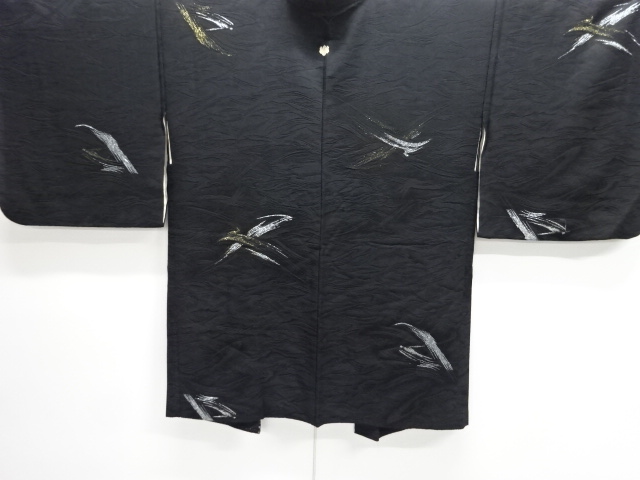 JAPANESE ANTIQUE HAORI / TAISHO ROMAN STYLE / SILK / WOVEN BRUSH MARK